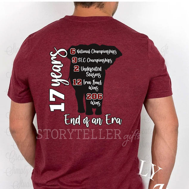 Thank You for 17 Years - End of an Era - Crimson Football Fan, Pocket T-Shirt for Ladies, Comfort Colors - PREORDER!!
