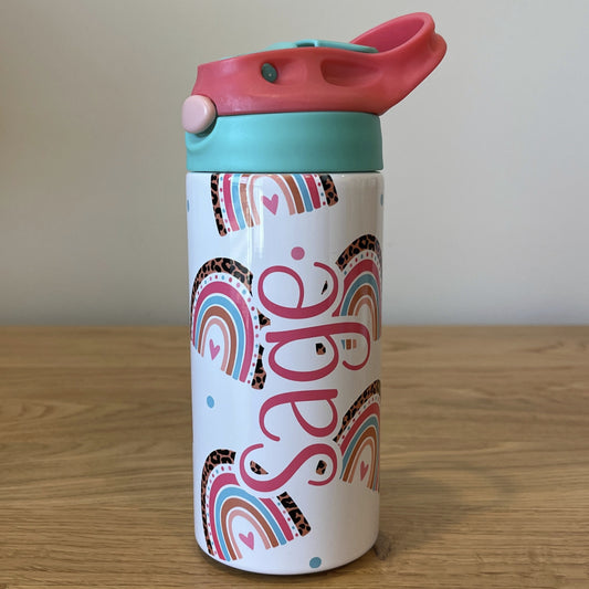 Personalized Children's Flip-Top Tumbler (12 oz) - Rainbows