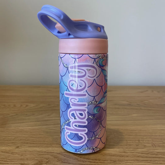 Personalized Children's Flip-Top Tumbler (12 oz) - Mermaids