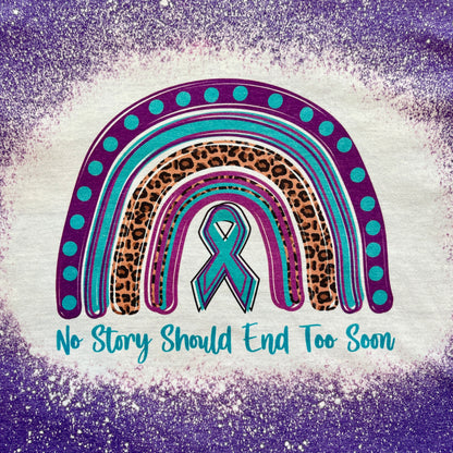 Bleached Suicide Prevention/Awareness Rainbow T-Shirt (Purple, Teal, Leopard with Teal Ribbon)