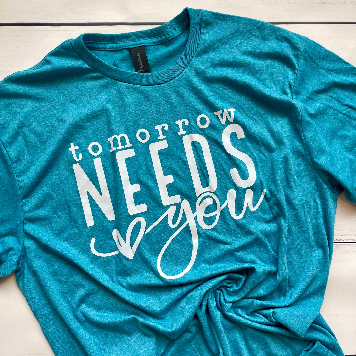 "Tomorrow Needs You" Suicide Prevention/Awareness Rainbow T-Shirt (on Natural)