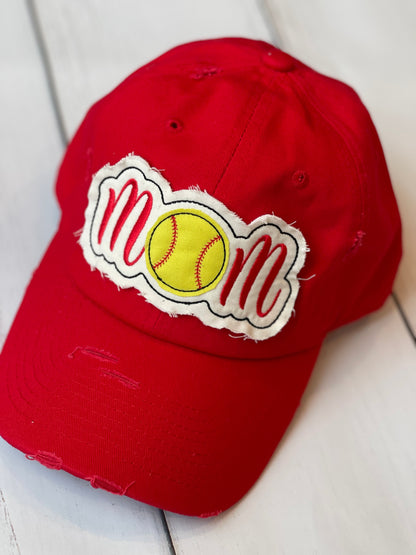 Ladies/Girls Baseball Mom Trucker Hat with Embroidered Raggy Patch for Baseball Season