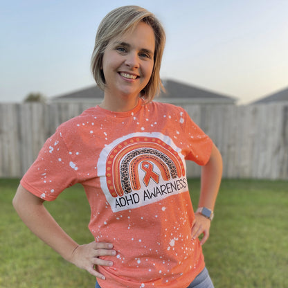 Bleached ADHD Awareness Rainbow T-Shirt