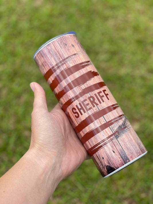 Law Enforcement Tumbler - Sheriff Deputy Woodgrain with Flag