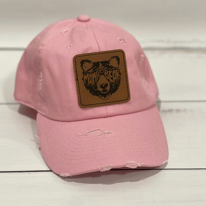 Mama and Mama Bear Leather Patch on Trucker or Classic Hat for Moms, Mothers, Mother's Day