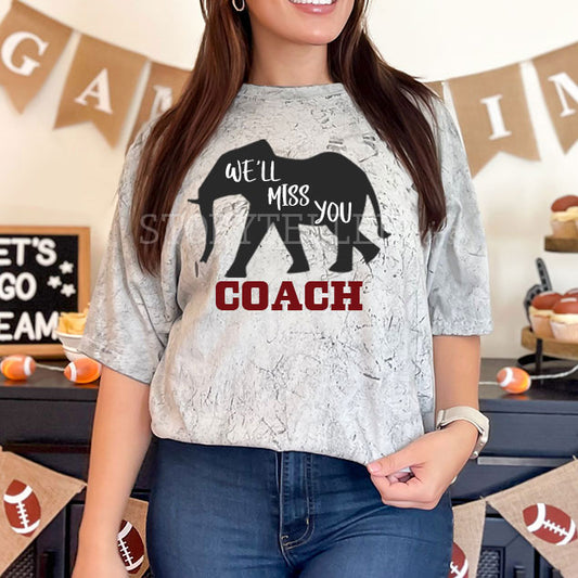 We'll Miss You, Coach! Comfort Colors Blast Football Fan T-Shirt for Ladies, EXCLUSIVE DESIGN - PREORDER!!