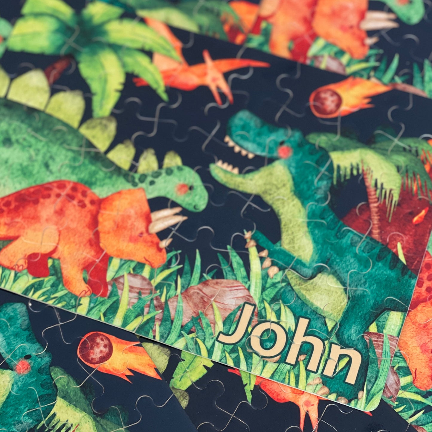 Dinosaur scene puzzle personalized with name