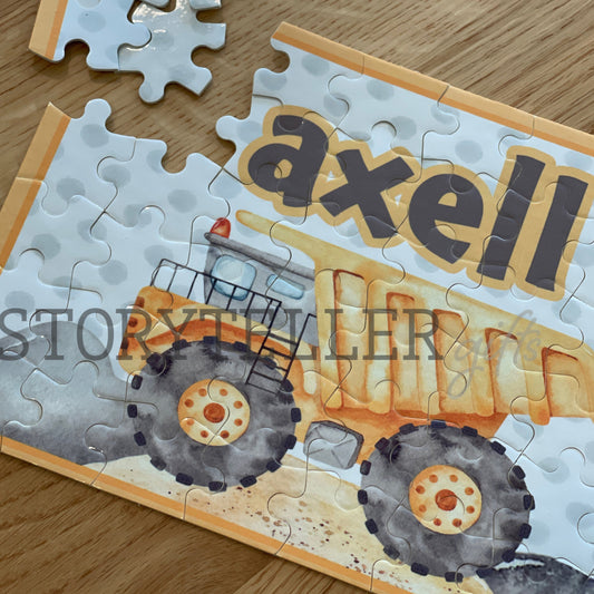 Dump truck kids puzzle personalized with name